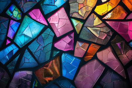 Colorful stained glass window background. Colorful stained glass window.の写真素材