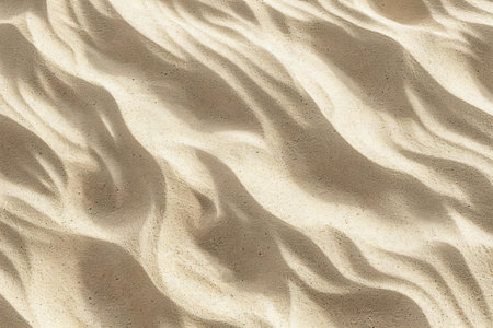 Sand texture background with copy space. Top view of sand pattern.