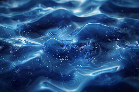 Blue water surface with ripples and waves. 3d render illustration