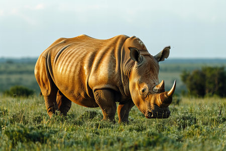 White rhinoceros (Ceratotherium simum) in Chobe National Park, Botswana, Africaの写真素材