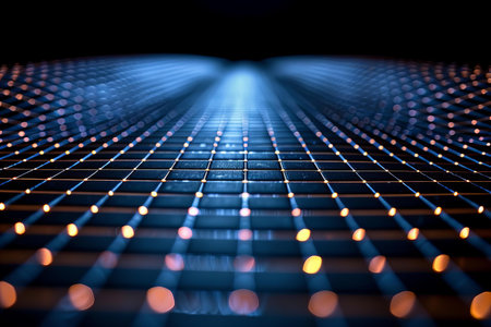 Futuristic technology background with glowing lines and dots. 3d rendering