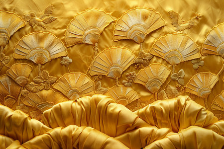 Closeup detail of yellow fabric texture background. Fabric texture background.の写真素材