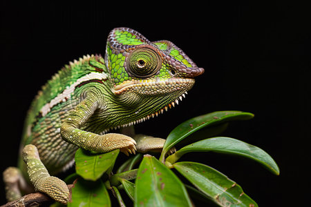 Close up of a veiled chameleon, Furcifer pardalis