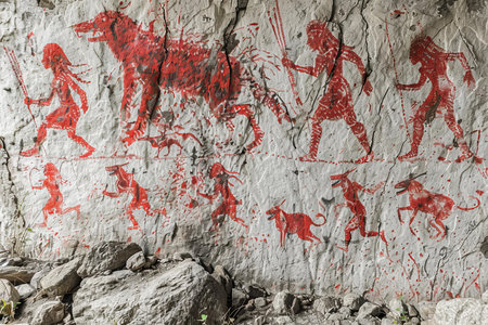 Graffiti on the wall of a cave in the village of Chornohora, Bulgariaの写真素材