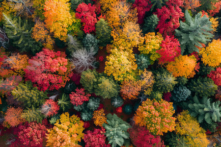 Top view of autumn forest with colorful trees. Top view of autumn forest.