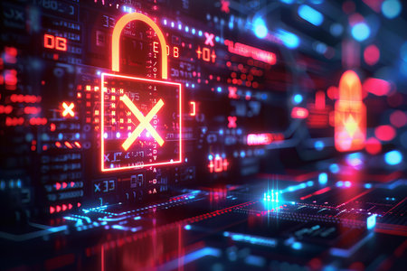 3d rendering of a cyber security concept with a padlock on a digital background