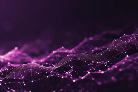 Abstract polygonal space low poly dark background with connecting dots and lines. Connection...