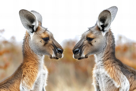 Kangaroos in the wild, close-up portrait.の写真素材