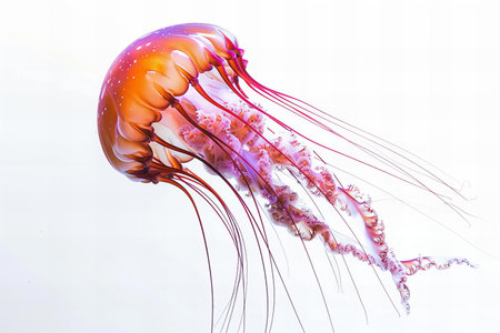 Jellyfish isolated on white background. Jellyfish is a marine species of the genus Chrysaora.