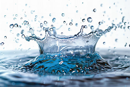 Water splash with ripples and waves on a white background. Macro