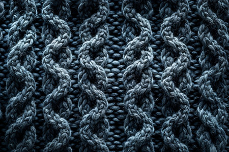 Blue knitted fabric as a background. Close up. Toned.の写真素材