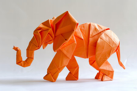Paper origami elephant on a white background. Elephant origami.の写真素材