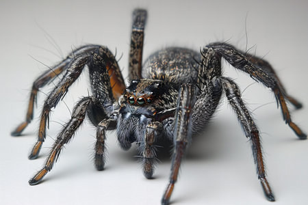 jumping spider close up on white background, macro shot, selective focus