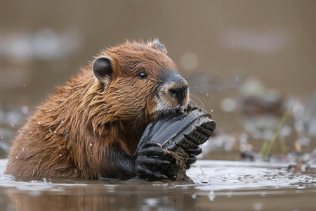 Single mammal in water.の写真素材