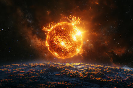 Solar system. Solar system. 3D rendering. Futuristic backgroundの写真素材