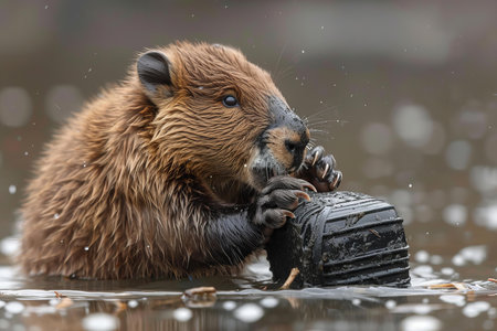 Single mammal in water.の写真素材