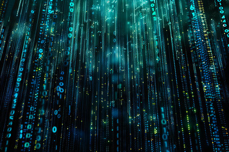 Futuristic background with binary code. 3d rendering toned image
