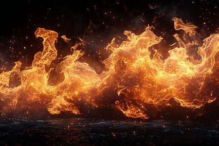 Fire flames on a black background. 3d rendering, 3d illustration.