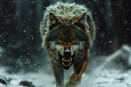 Portrait of a wild wolf (Canis lupus)