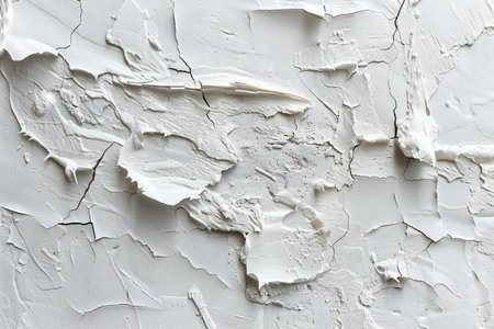 White plaster wall with cracks and scratches. Abstract background for design.の写真素材