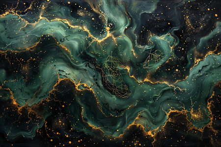 Map of Africa in gold and black marble. Fantasy fractal design.