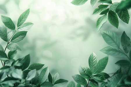 Fresh green leaves with bokeh background, nature and environment concept