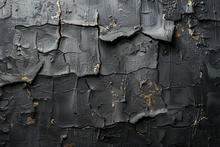 Grunge black and gold paint on the wall. Texture.