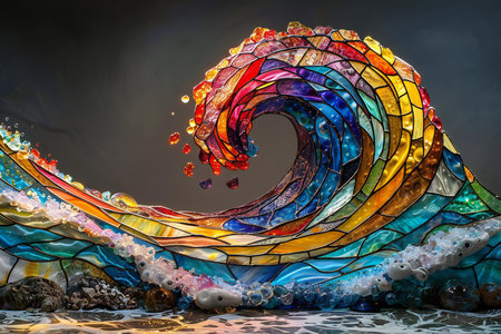 Stained glass window in the form of a spiralの写真素材