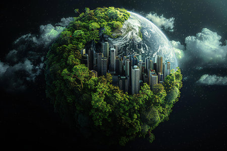 Planet earth and city. Elements of this image are furnished by NASAの写真素材