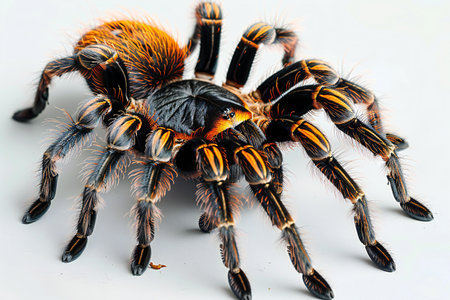 Mexican Fireleg Tarantula (Brachypelma boehmei) on white background