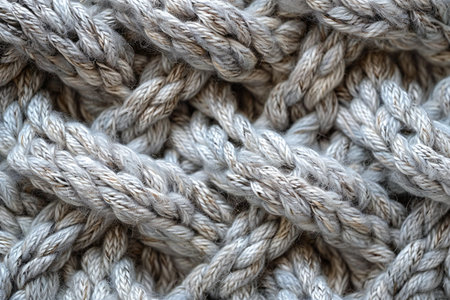 Texture of a knitted fabric with a pattern of white and gray threads