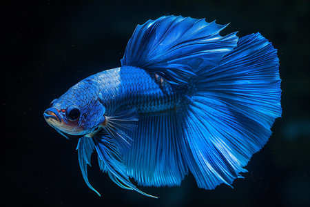 Capture the moving moment of blue siamese fighting fish isolated on black background. betta fish.