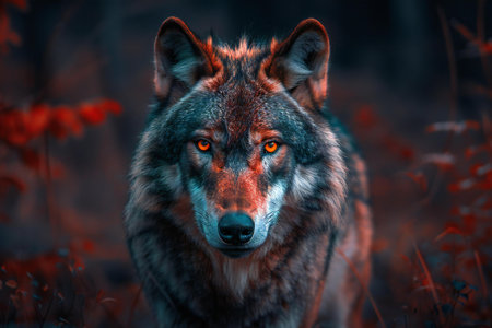 A wolf in the forest. 3d rendering. Computer digital drawing.の写真素材