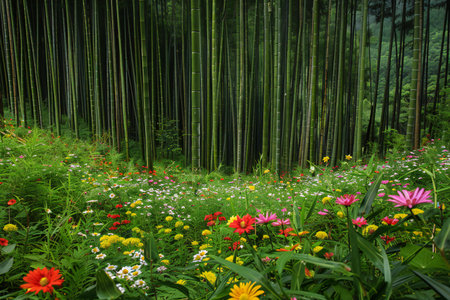Beautiful landscape of bamboo forest at Arashiyama, Kyoto, Japanの写真素材