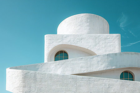 Detail of a white building in Santorini, Greece.の写真素材