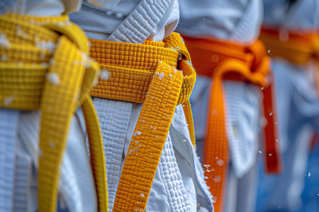 Tae Kwon Do student practicing in the park. Thailand.の写真素材