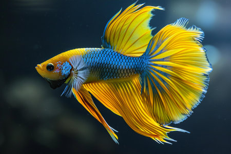 Siamese fighting fish (Betta splendens) in aquariumの写真素材