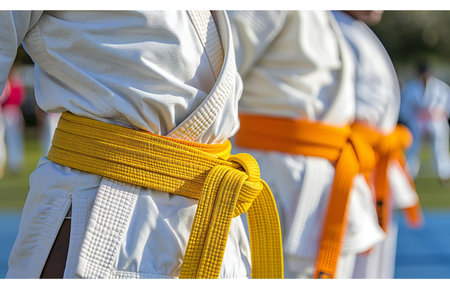 Students practicing in the park. Selective focus.の写真素材