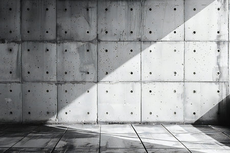 Concrete wall and floor with light and shadow. 3d renderingの写真素材