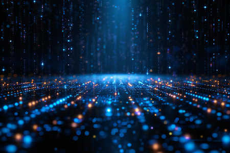 abstract blue matrix background, 3d rendering, computer digital image