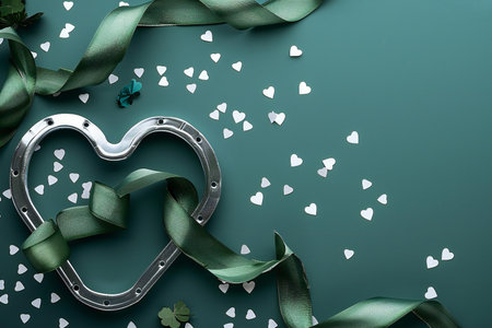 Valentine's day background with on green background