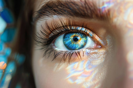 Close-up shot of beautiful woman's eye with creative make up