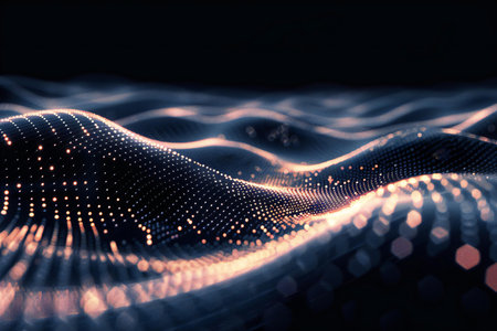 3d rendering of abstract digital wave with depth of field and bokeh