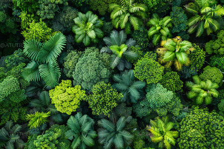 Tropical forest aerial view. Nature background. Top view.