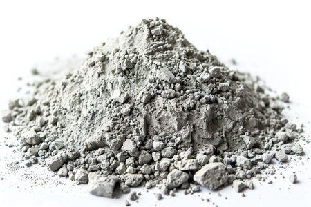 Heap of crushed powder isolated on white background.