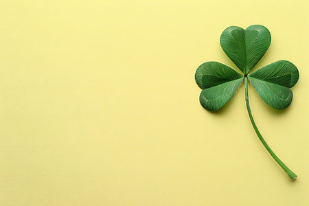 Clover leaf on yellow background. St. Patrick's Day concept