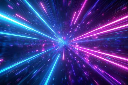 abstract blue background with glowing particles and lines. 3d rendering
