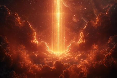 Lightning in the clouds. 3D illustration. Fantasy fractal design.