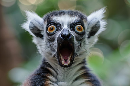 Ring-tailed lemur (Lemur catta) with open mouth