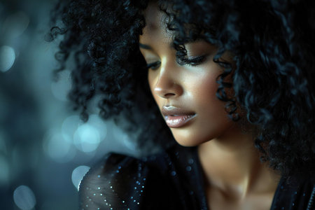 Portrait of a beautiful african american woman with curly hair